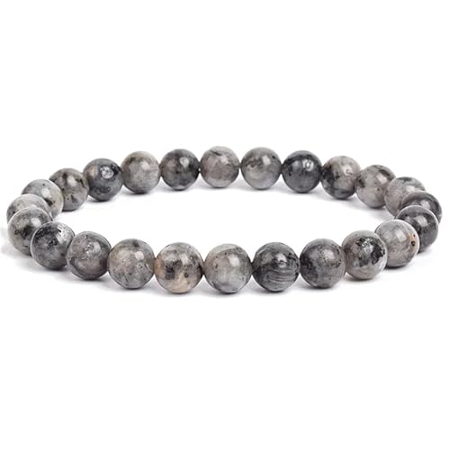 WDSBZNB Kristall Armband 2 stücke Stein Perlen Armband for Frauen Männer Amethysten Kristall Quartzs Aquamarine Jade Schmuck Achate Elastische Armreif Armbänder(19cm_6MM Beads_Steel Color) von WDSBZNB
