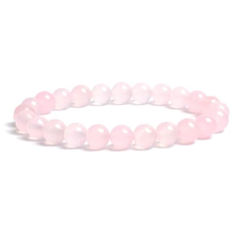 WDSBZNB Kristall Armband 2 stücke Stein Perlen Armband for Frauen Männer Amethysten Kristall Quartzs Aquamarine Jade Schmuck Achate Elastische Armreif Armbänder(19cm_6MM Beads_Vermeil) von WDSBZNB