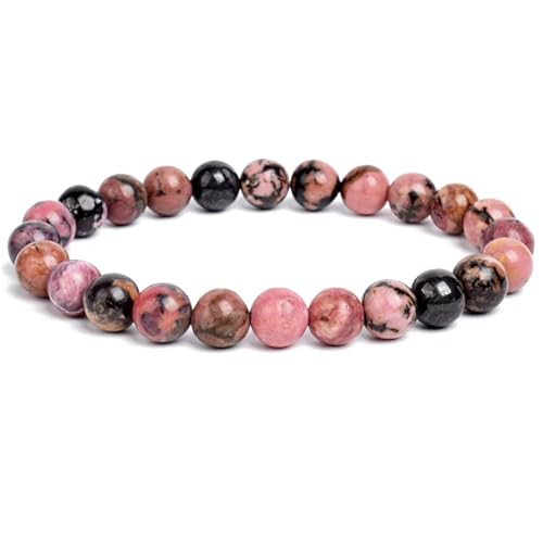 WDSBZNB Kristall Armband 2 stücke Stein Perlen Armband for Frauen Männer Amethysten Kristall Quartzs Aquamarine Jade Schmuck Achate Elastische Armreif Armbänder(19cm_8MM Beads_Color 3) von WDSBZNB