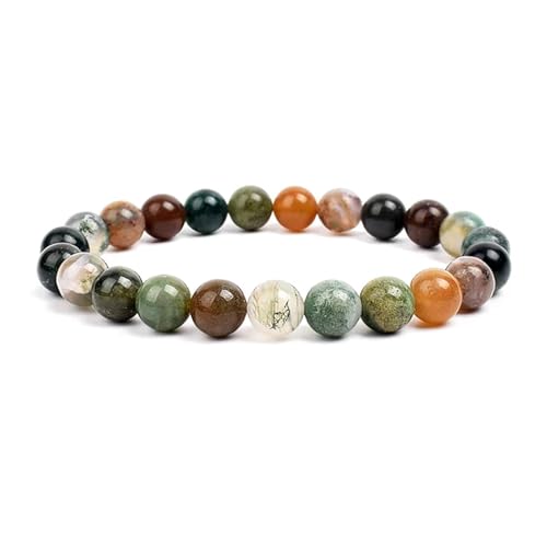WDSBZNB Kristall Armband 2 stücke Stein Perlen Armband for Frauen Männer Amethysten Kristall Quartzs Aquamarine Jade Schmuck Achate Elastische Armreif Armbänder(19cm_8MM Beads_Titanium Plated) von WDSBZNB