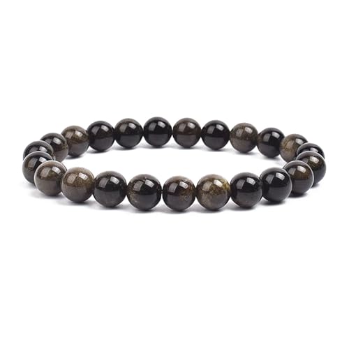 WDSBZNB Kristall Armband 2 stücke Stein Perlen Armband for Frauen Männer Amethysten Kristall Quartzs Aquamarine Jade Schmuck Achate Elastische Armreif Armbänder(21cm_8MM Beads_Rose Gold Color) von WDSBZNB