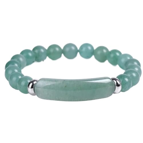 WDSBZNB Kristall Armband 8 mm Perlen Stein Armreif Kristall Achat Rosenquarz Amethyst Edelstein Perlen Armband Männer Frauen Armband Schmuck(Green) von WDSBZNB