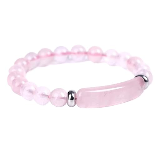 WDSBZNB Kristall Armband 8 mm Perlen Stein Armreif Kristall Achat Rosenquarz Amethyst Edelstein Perlen Armband Männer Frauen Armband Schmuck(Pink Crystal) von WDSBZNB