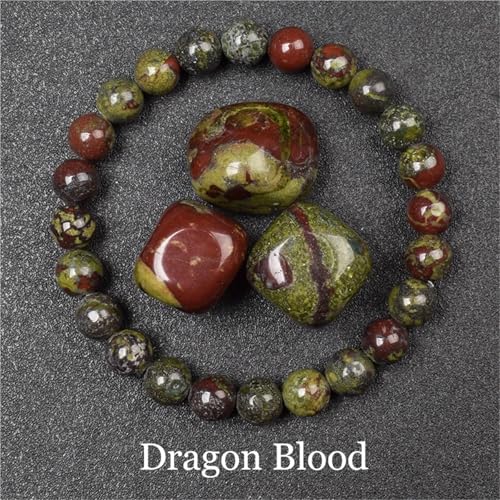 WDSBZNB Kristall Armband Goldene Obsidian Stein Perlen Armband Männer Frauen Goldene Licht Regenbogen Obsidian Rohstein Runde Perle Energie Schmuck(17cm_6MM Beads_12 Dragon Blood) von WDSBZNB