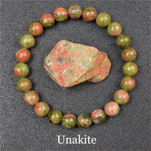 WDSBZNB Kristall Armband Goldene Obsidian Stein Perlen Armband Männer Frauen Goldene Licht Regenbogen Obsidian Rohstein Runde Perle Energie Schmuck(17cm_6MM Beads_2 UNAKITE) von WDSBZNB