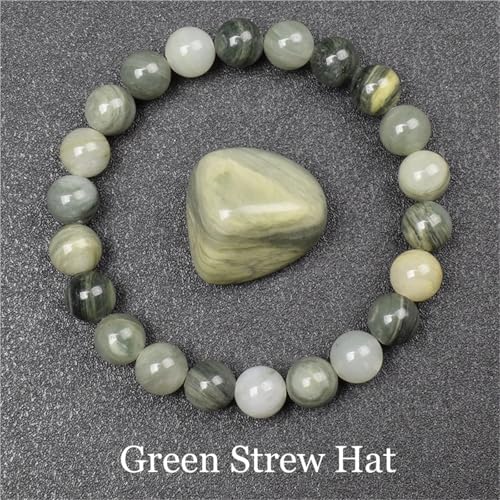 WDSBZNB Kristall Armband Goldene Obsidian Stein Perlen Armband Männer Frauen Goldene Licht Regenbogen Obsidian Rohstein Runde Perle Energie Schmuck(17cm_6MM Beads_25 Green STREW HAT) von WDSBZNB
