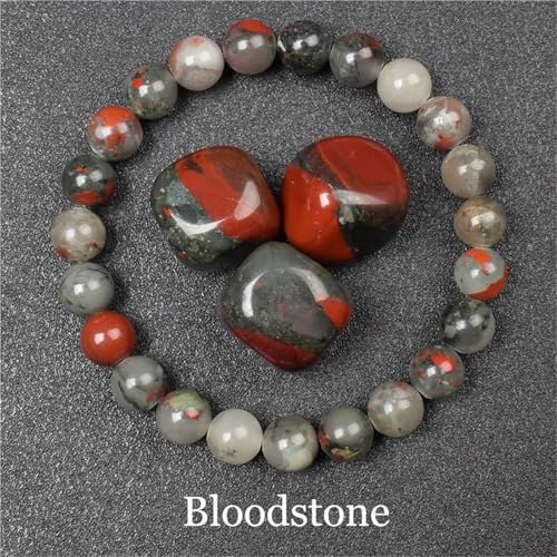 WDSBZNB Kristall Armband Goldene Obsidian Stein Perlen Armband Männer Frauen Goldene Licht Regenbogen Obsidian Rohstein Runde Perle Energie Schmuck(17cm_6MM Beads_26 Bloodstone) von WDSBZNB