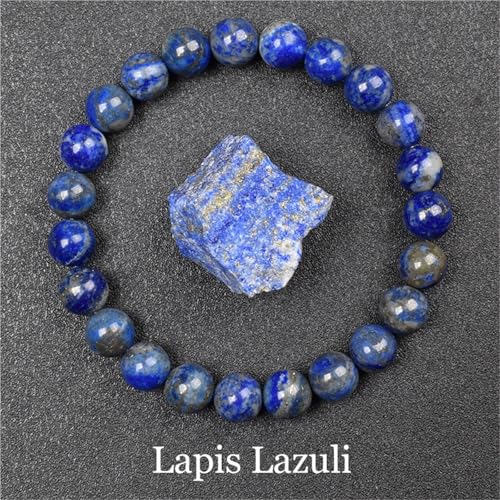 WDSBZNB Kristall Armband Goldene Obsidian Stein Perlen Armband Männer Frauen Goldene Licht Regenbogen Obsidian Rohstein Runde Perle Energie Schmuck(17cm_6MM Beads_5 Lapis Lazuli) von WDSBZNB
