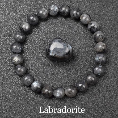 WDSBZNB Kristall Armband Goldene Obsidian Stein Perlen Armband Männer Frauen Goldene Licht Regenbogen Obsidian Rohstein Runde Perle Energie Schmuck(17cm_8MM Beads_16 Labradorite) von WDSBZNB