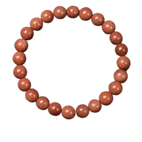 WDSBZNB Kristall Armband Goldene Obsidian Stein Perlen Armband Männer Frauen Goldene Licht Regenbogen Obsidian Rohstein Runde Perle Energie Schmuck(17cm_8MM Beads_28 GOLDEN Sand Stone) von WDSBZNB