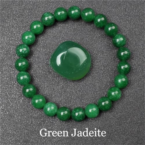 WDSBZNB Kristall Armband Goldene Obsidian Stein Perlen Armband Männer Frauen Goldene Licht Regenbogen Obsidian Rohstein Runde Perle Energie Schmuck(17cm_8MM Beads_39 Green Jadeite) von WDSBZNB