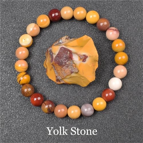 WDSBZNB Kristall Armband Goldene Obsidian Stein Perlen Armband Männer Frauen Goldene Licht Regenbogen Obsidian Rohstein Runde Perle Energie Schmuck(17cm_8MM Beads_41 Yolk Stone) von WDSBZNB