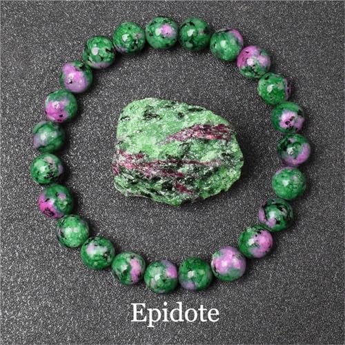 WDSBZNB Kristall Armband Goldene Obsidian Stein Perlen Armband Männer Frauen Goldene Licht Regenbogen Obsidian Rohstein Runde Perle Energie Schmuck(19cm_6MM Beads_7 Epidote) von WDSBZNB