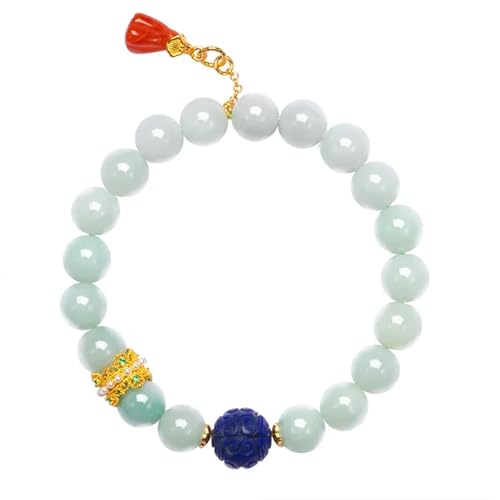 WDSBZNB Kristall Armband Grüne Jade Runde Perlen Armband Frauen Stein Schmuck Edelstein Geschenk handgemachte Strang Armbänder Jade Perlen von WDSBZNB