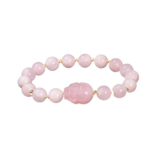 WDSBZNB Kristall Armband Stein Amethyst Grau Mondstein Geschnitzt Reichtum Pixiu Perlen Armband Frauen Luxus Glück Handgemachte Stretch Armbänder Weiblich(Beads Approx 8mm_Pink Quartz) von WDSBZNB