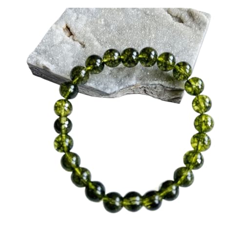 WDSBZNB Kristall Armband Steinarmband Peridot Kristallperlen Schmuck Geschenk for Männer Magnetische Frauen Elastischer Faden 6 8 10 mm Grün(8MM 1 Bracelet_16.5cm) von WDSBZNB