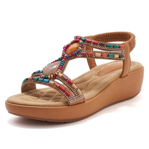 WDUDSUDUW Sommersandalen Für Damen 2025, Bequeme Fußgewölbeunterstützung, Elegante Bohemian-Flats,Light brown,37.5 EU WDUDSUDUW Sommersandalen Für Damen 2025, Bequeme Fußgewölbeunterstützung, Elegante Bohemian-Flats,Light brown,37.5 EU von WDUDSUDUW