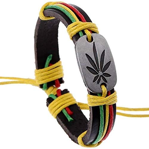 WDXHJY Herren Armband,Handgefertigte Rasta Jamaica Reggae Leder Armbänder Armreifen Für Frauen Mann Unisex WDXHJY Herren Armband,Handgefertigte Rasta Jamaica Reggae Leder Armbänder Armreifen Für Frauen Mann Unisex von WDXHJY