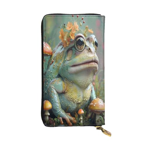 Anthropomorpher Frosch Leder lange Geldbörse für Damen, 12 Kreditkartenfächer, Reißverschluss, Münzfach, Geldfächer, stilvolle Clutch für den täglichen Gebrauch von WDXQHY