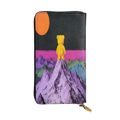 Gelber Bär, lange Geldbörse aus Leder für Damen, 12 Kreditkartenfächer, Reißverschluss, Münzfach, Geldfächer, stilvolle Clutch für den täglichen Gebrauch von WDXQHY