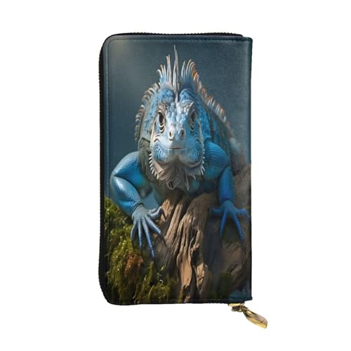 Iguana Damen Leder Geldbörse Lang Portemonnaie mit 12 Kreditkartenfächern, Reißverschlussfach für Münzen, Bargeldfächer, Elegante Tasche für den täglichen Gebrauch von WDXQHY