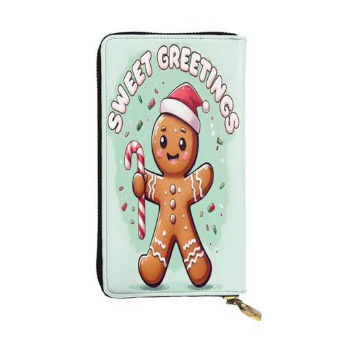 Lange Ledergeldbörse für Damen in Form eines Lebkuchenmanns mit 12 Kreditkartenfächern, Reißverschlussfach für Münzen, Geldfächer, elegante Clutch von WDXQHY