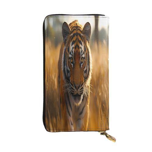 Langes Portemonnaie aus afrikanischem Savannah-Tigerleder für Damen, 12 Kreditkartenfächer, Münzfach, Geldfächer, stilvolle Clutch für den täglichen Gebrauch von WDXQHY