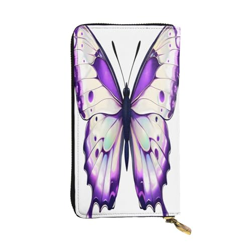 Lila Schmetterling Leder Lange Geldbörse für Damen 12 Kreditkartenfächer Reißverschluss Münzfach Bargeldfächer Stilvolle Clutch für den täglichen Gebrauch Lila Schmetterling Leder Lange Geldbörse für Damen 12 Kreditkartenfächer Reißverschluss Münzfach Bargeldfächer Stilvolle Clutch für den täglichen Gebrauch von WDXQHY
