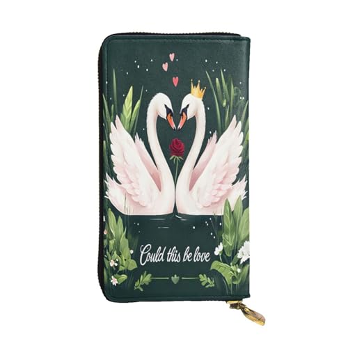 Love Swan Damen Geldbörse Lang Leder 12 Kreditkartenfächer Reißverschluss Münzfach Bargeldfächer Elegante Tasche für den täglichen Gebrauch von WDXQHY