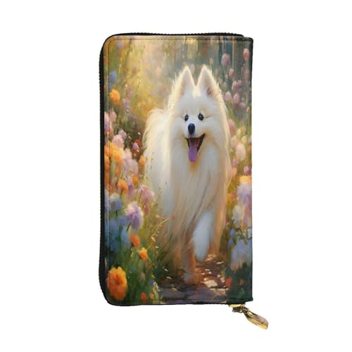 Niedliche Fox Terrier lange Geldbörse aus Leder für Damen, 12 Kreditkartenfächer, Münzfach, Geldfächer, stilvolle Clutch für den täglichen Gebrauch von WDXQHY