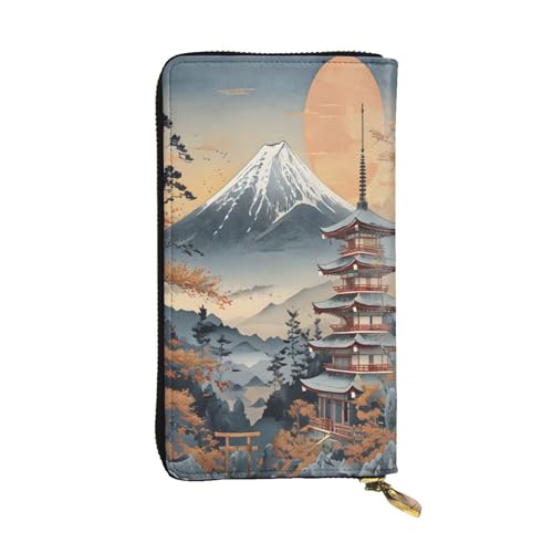 Pagoda Tempel Leder Lange Geldbörse für Damen, 12 Kreditkartenfächer, Reißverschluss, Münzfach, Geldfächer, stilvolle Clutch für den täglichen Gebrauch von WDXQHY