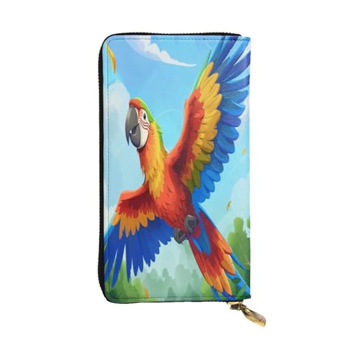 Parrots of Rio Ledergeldbörse für Damen, 12 Kreditkartenfächer, Münzfach, Geldfächer, stilvolle Clutch für den täglichen Gebrauch von WDXQHY