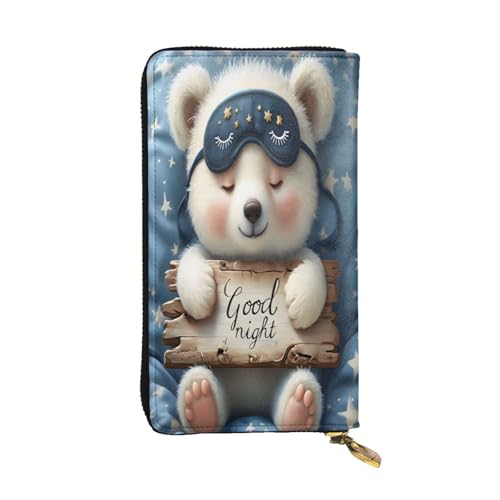 Sleepy Bear lange Geldbörse aus Leder für Damen, 12 Kreditkartenfächer, Reißverschluss, Münzfach, Geldfächer, stilvolle Clutch für den täglichen Gebrauch von WDXQHY