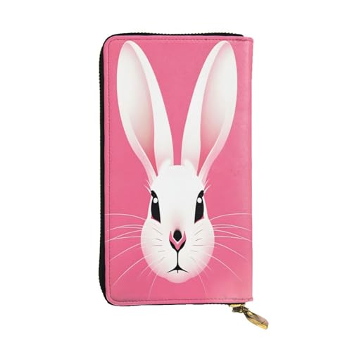 Weiße Geldbörse aus Leder mit Hasenkopf-Design, lang, für Damen, 12 Kreditkartenfächer, Münzfach, Geldfächer, stilvolle Clutch für den täglichen Gebrauch von WDXQHY