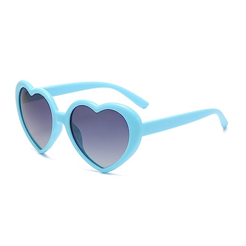 WDZAYXC Herz Polarisierte Retro Sonnenbrille für Damen und Herren, Gradient Gläser, süß und stylisch, UV400 Schutz(Blau/Grau) von WDZAYXC