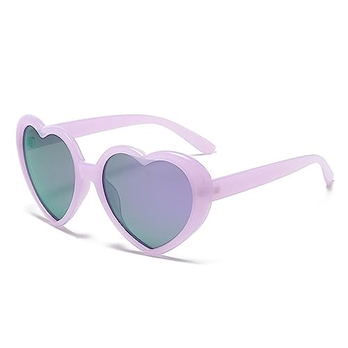 WDZAYXC Herz Polarisierte Retro Sonnenbrille für Damen und Herren, Gradient Gläser, süß und stylisch, UV400 Schutz（Lila/Lila Quecksilber von WDZAYXC