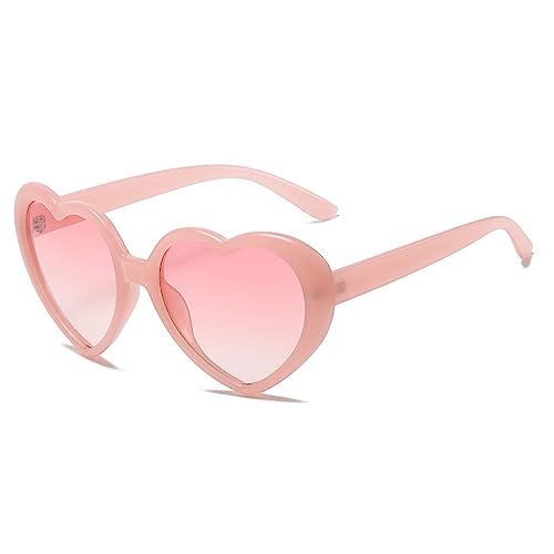 WDZAYXC Herz Polarisierte Retro Sonnenbrille für Damen und Herren, Gradient Gläser, süß und stylisch, UV400 Schutz(Rosa/Rosa) von WDZAYXC