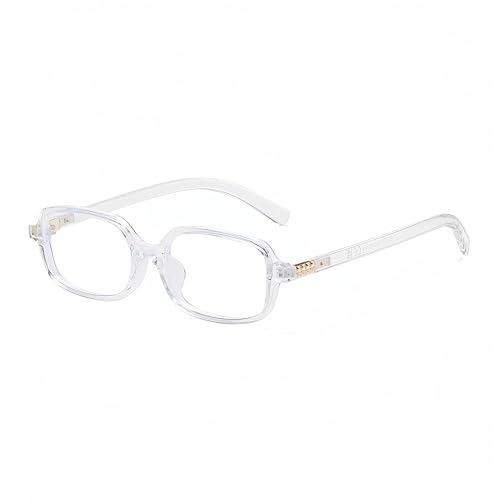 WDZAYXC Klassische Rechteckige Sonnenbrille Retro Schlanke Gläser Vintage Rechteck Sonnenbrille(Weiß/Anti-Blaulicht) von WDZAYXC