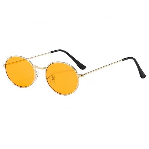 WDZAYXC Mode Oval Sonnenbrille für Herren und Damen Leichter Metallrahmen Brille (M-Orange) von WDZAYXC