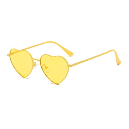 WDZAYXC Polarisierte Herz geformte Sonnenbrille für Damen Vintage Metallrahmen Nette Gläser für Party und Festival(Gelb) von WDZAYXC