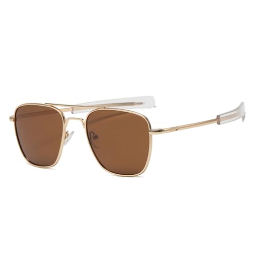 WDZAYXC Polarisierte und modische Sonnenbrille für Herren,Autofahren, Angeln, Metallrahmen, 100% UVA/UVB Schutz(Gold/Braun) von WDZAYXC