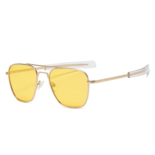 WDZAYXC Polarisierte und modische Sonnenbrille für Herren,Autofahren, Angeln, Metallrahmen, 100% UVA/UVB Schutz(Gold/Gelb) von WDZAYXC