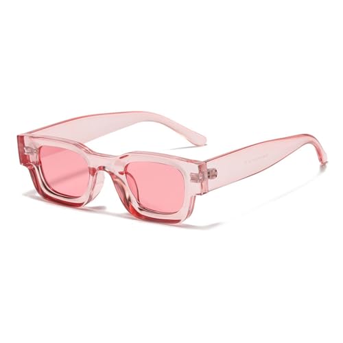 WDZAYXC Rechteckig Polarisiert Sonnenbrille Retro Quadratisch Rahmen Brillen für Damen Herren UV 400 Schutz(Rosa/Rosa) von WDZAYXC