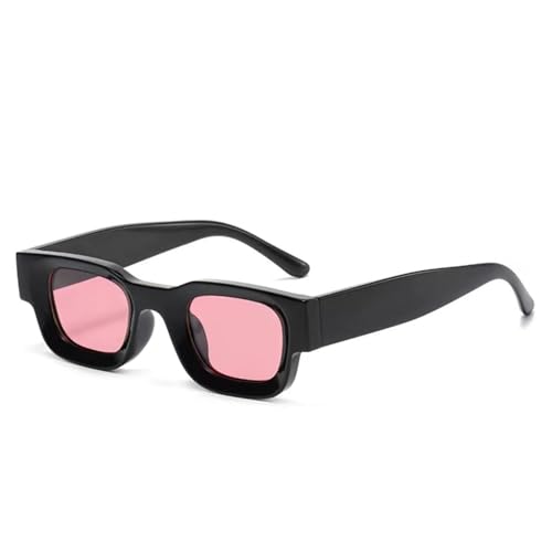 WDZAYXC Rechteckig Polarisiert Sonnenbrille Retro Quadratisch Rahmen Brillen für Damen Herren UV 400 Schutz(Schwarz/Rosa) von WDZAYXC