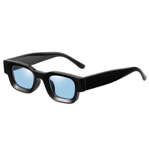 WDZAYXC Rechteckig Polarisiert Sonnenbrille Retro Quadratisch Rahmen Brillen für Damen Herren UV 400 Schutz(schwarz/blau) von WDZAYXC