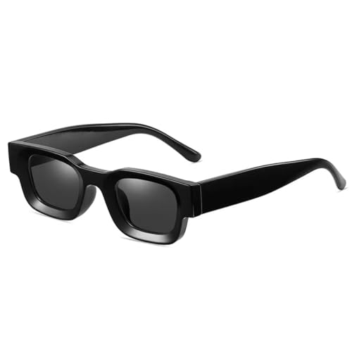 WDZAYXC Rechteckig Polarisiert Sonnenbrille Retro Quadratisch Rahmen Brillen für Damen Herren UV 400 Schutz(schwarz/grau) von WDZAYXC