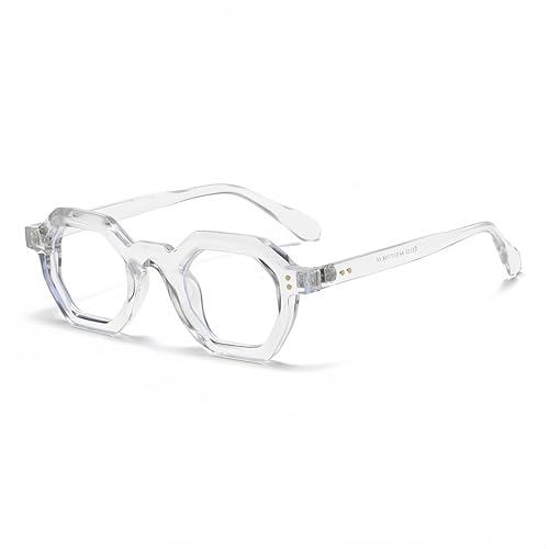 WDZAYXC Retro Chunky Hexagon Sonnenbrille für Damen und Herren Trendy Quadratische Brille (Transparent) von WDZAYXC