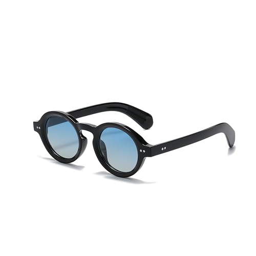 WDZAYXC Runde polarisierte Sonnenbrille mit dickem Rahmen für Herren und Damen(Schwarz/Blau) von WDZAYXC