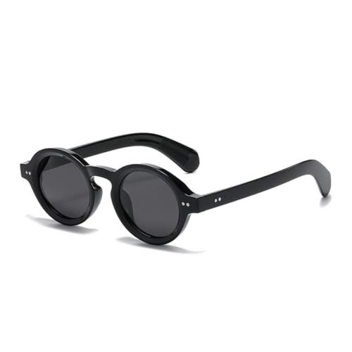 WDZAYXC Runde polarisierte Sonnenbrille mit dickem Rahmen für Herren und Damen(Schwarz/Grau) von WDZAYXC