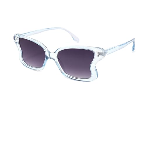 WDZAYXC Sonnenbrille mit Schmetterling Unregelmäßige Brille für Damen Mädchen(blau) von WDZAYXC